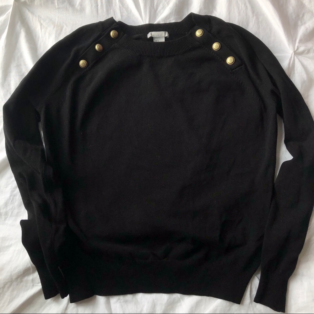H&M Classic Black Sweater with Gold Button Detail